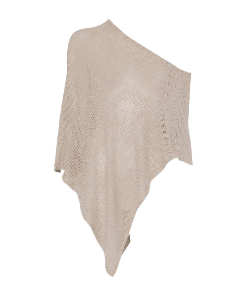 Linen Open Poncho in Oatmeal
