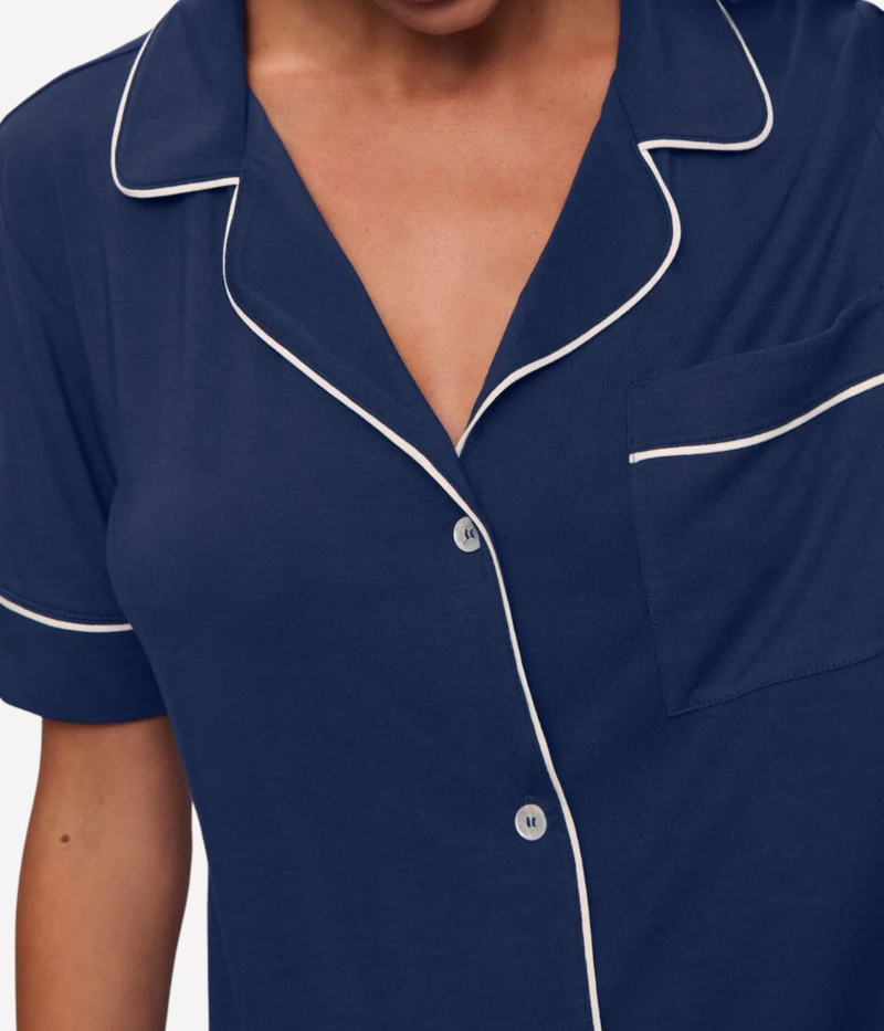 Gisele Short Sleeve Pant PJ Set In Navy Ivory