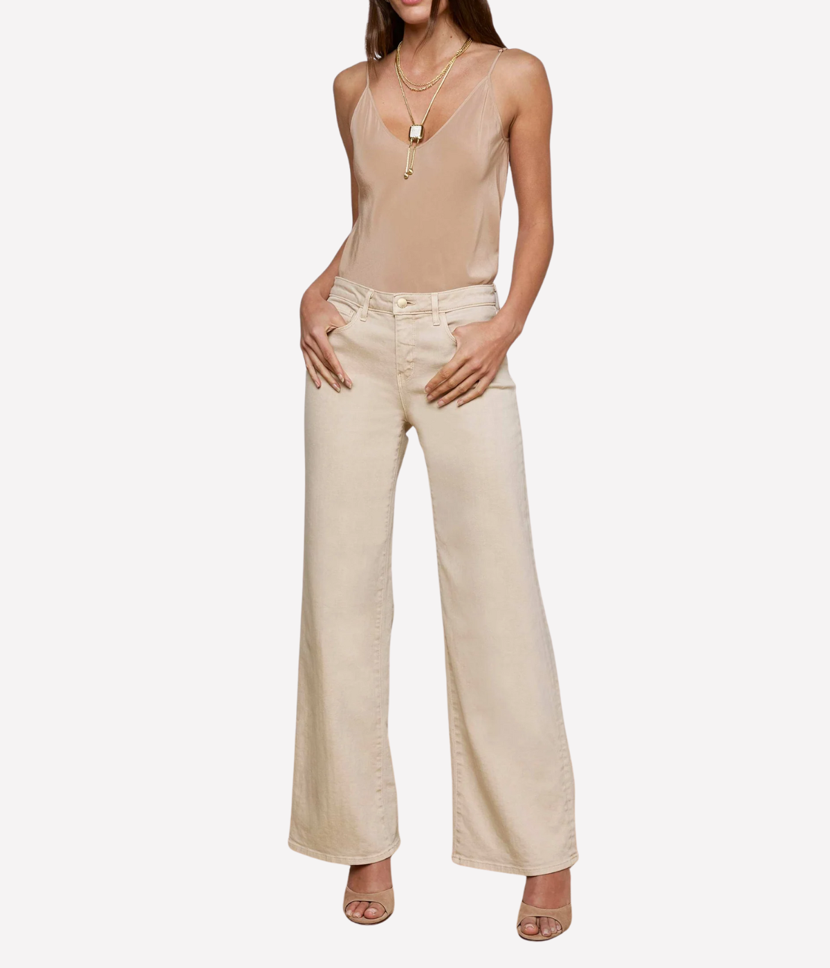 Alicent H/R Wide Leg Jean in Blanc