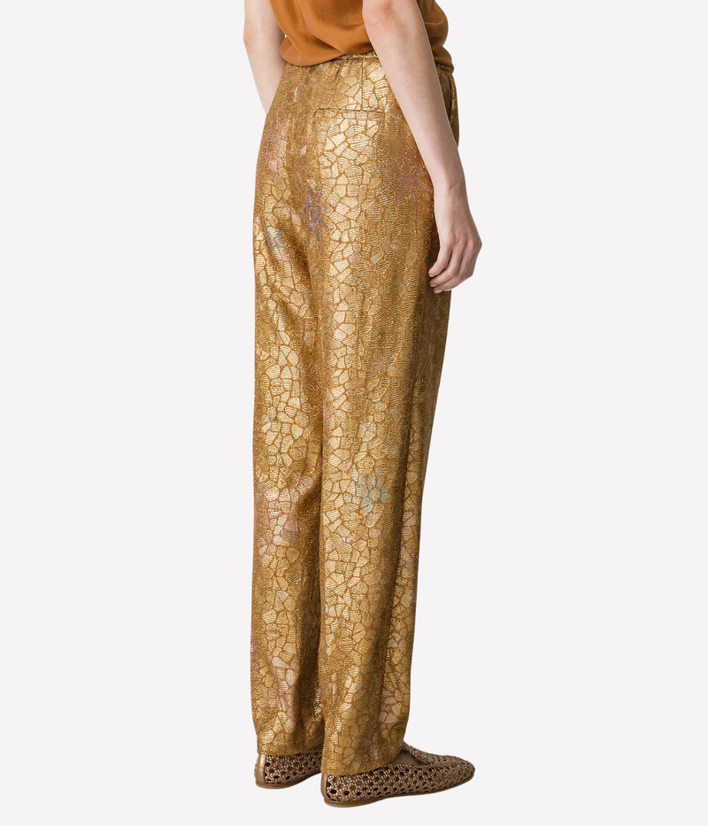 "les Folies" Chine' Lurex Jacquard Pants in GOLD