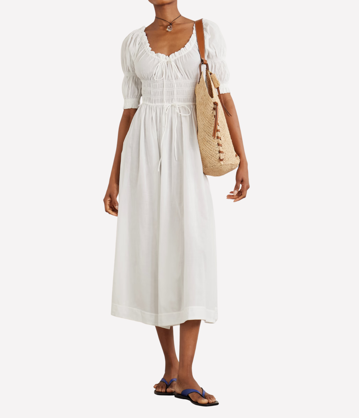 Ischia Poplin Dress in Salt