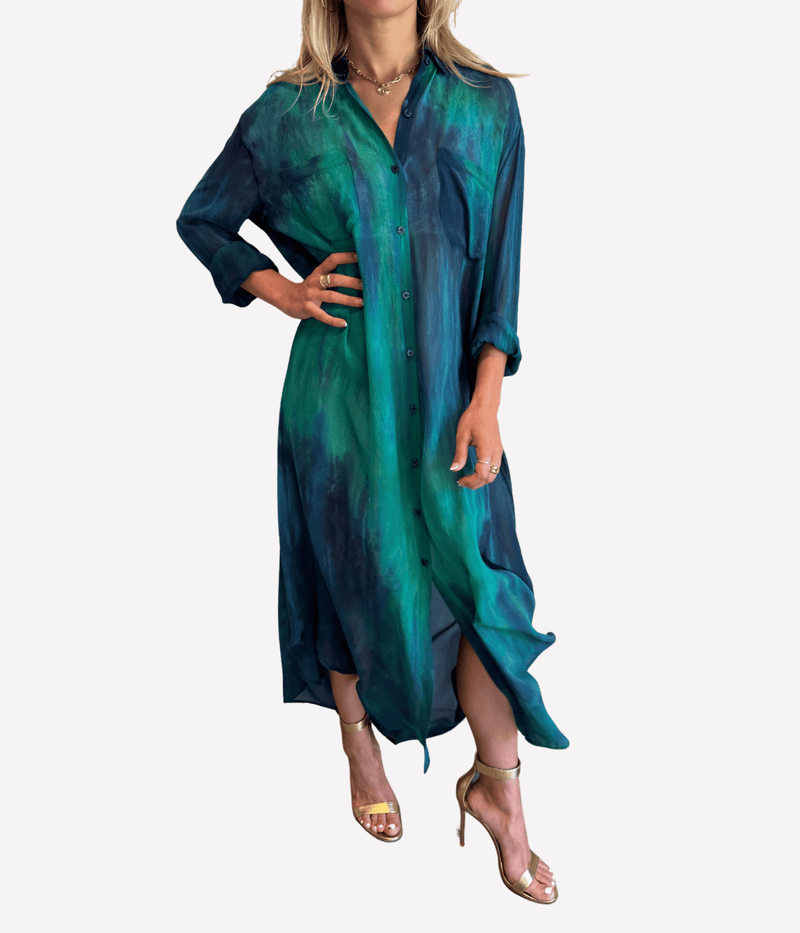 Boyfriend Shirt Dress in Capri Stripe