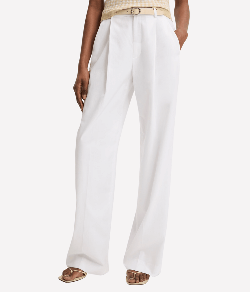 Camille Mid Rise Wide Leg Trouser in Off White