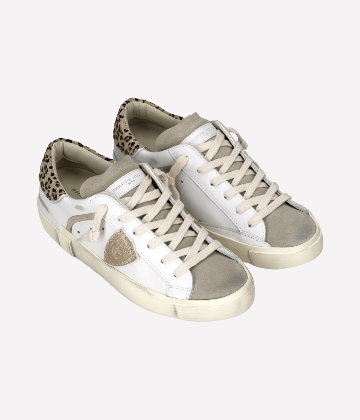 PRSX Low Woman In Veau Leo Blanc Mud