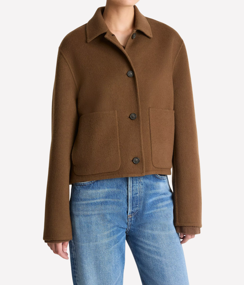 Cashmere Wool Short Jacket in Hazelnut