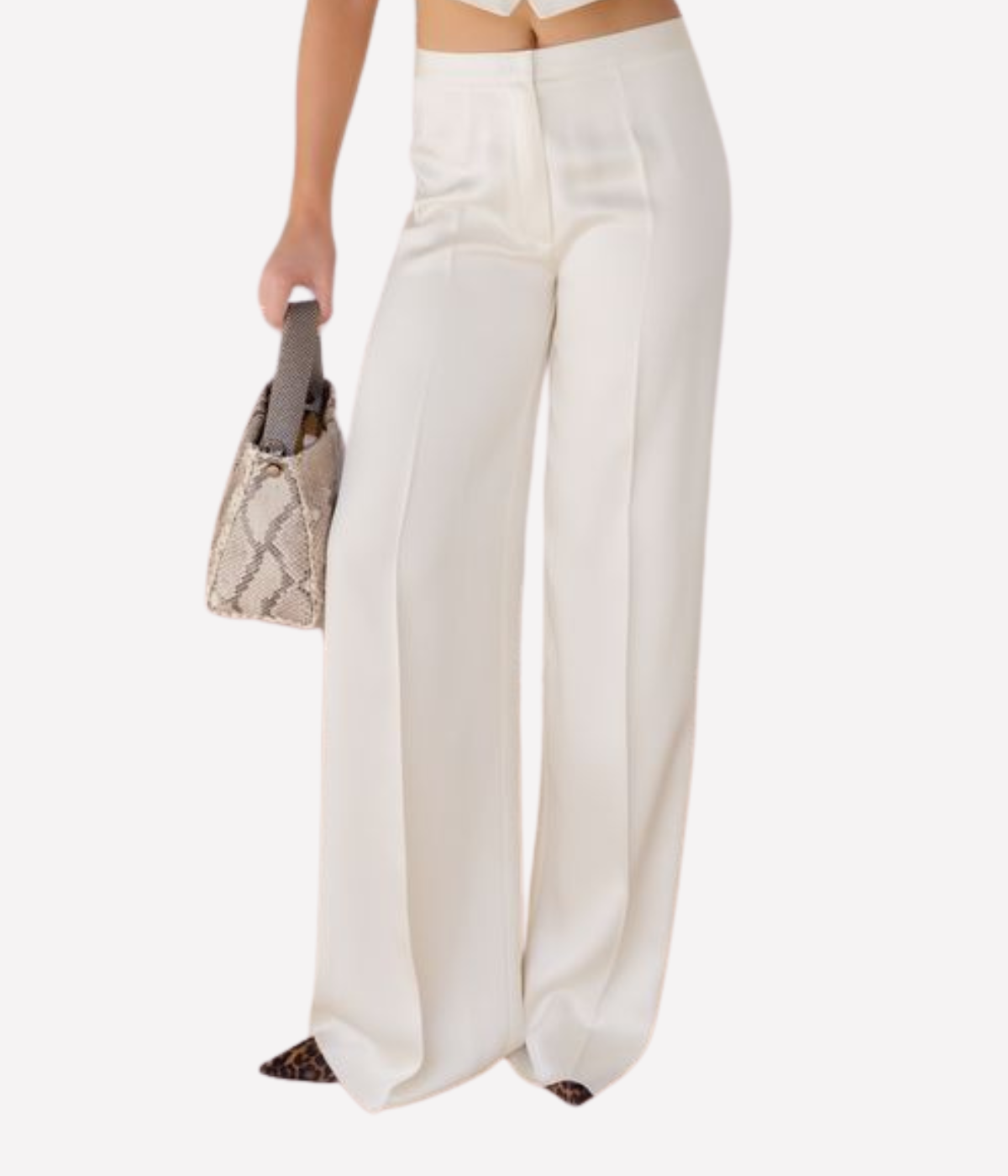 Shiny anvers satin high waist pants in giglio