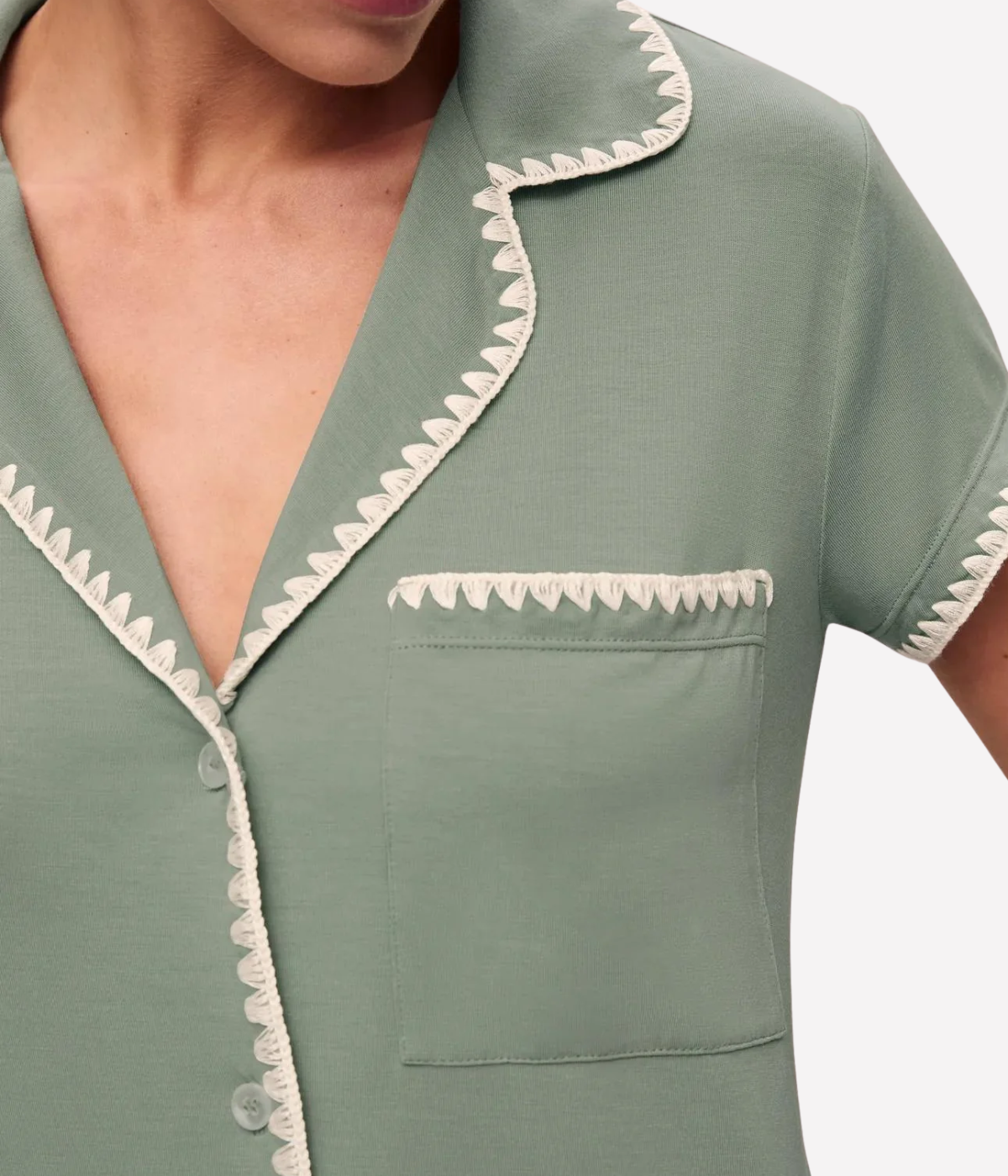 Frida Short Sleeve Set in Eucalptus Ivory