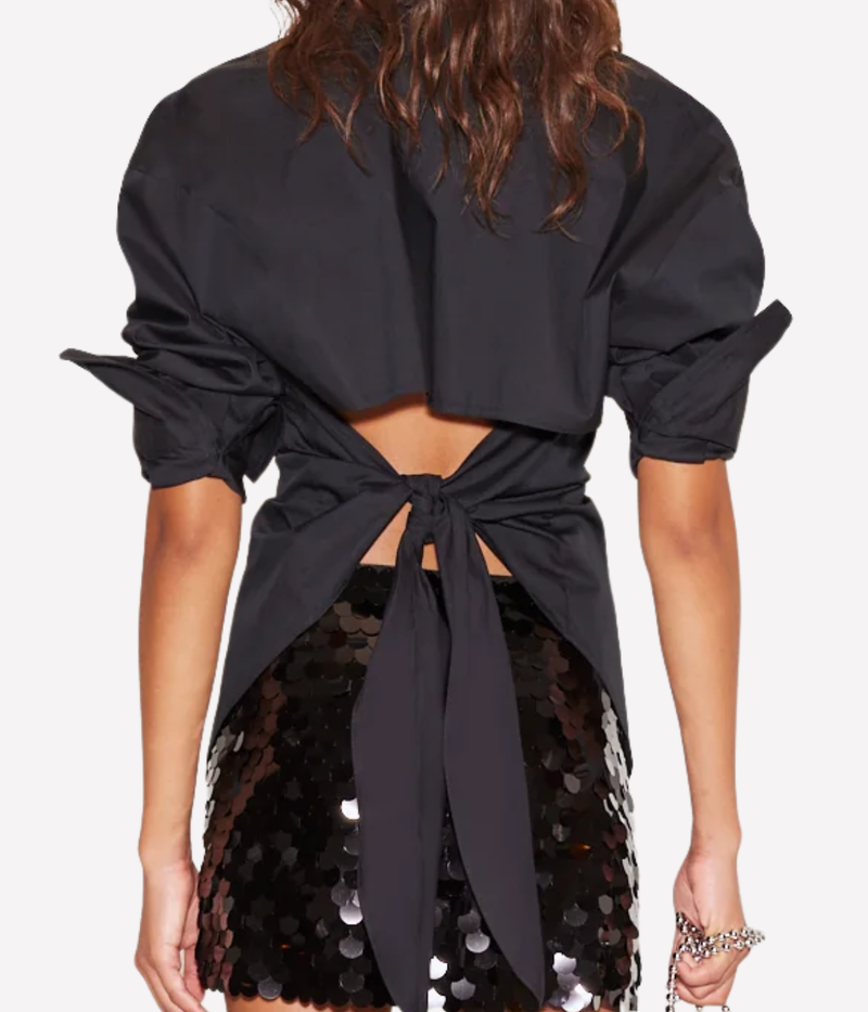 Loch Poplin Button Up in Black