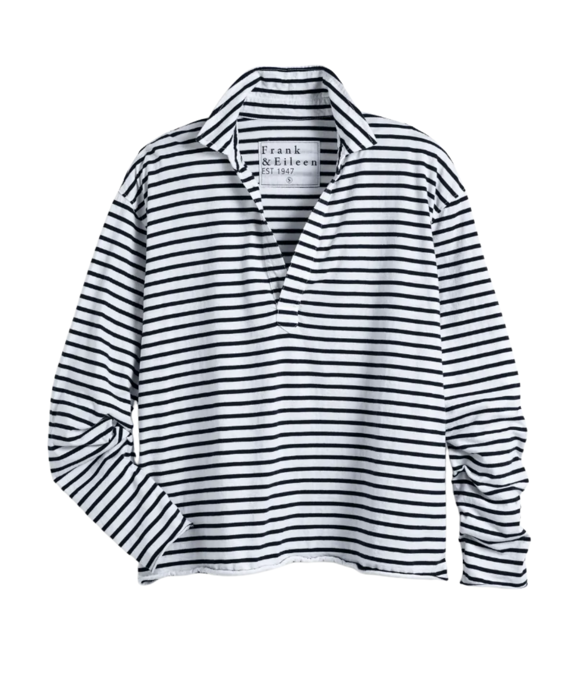 Patrick Popover Henley in White Navy Stripe
