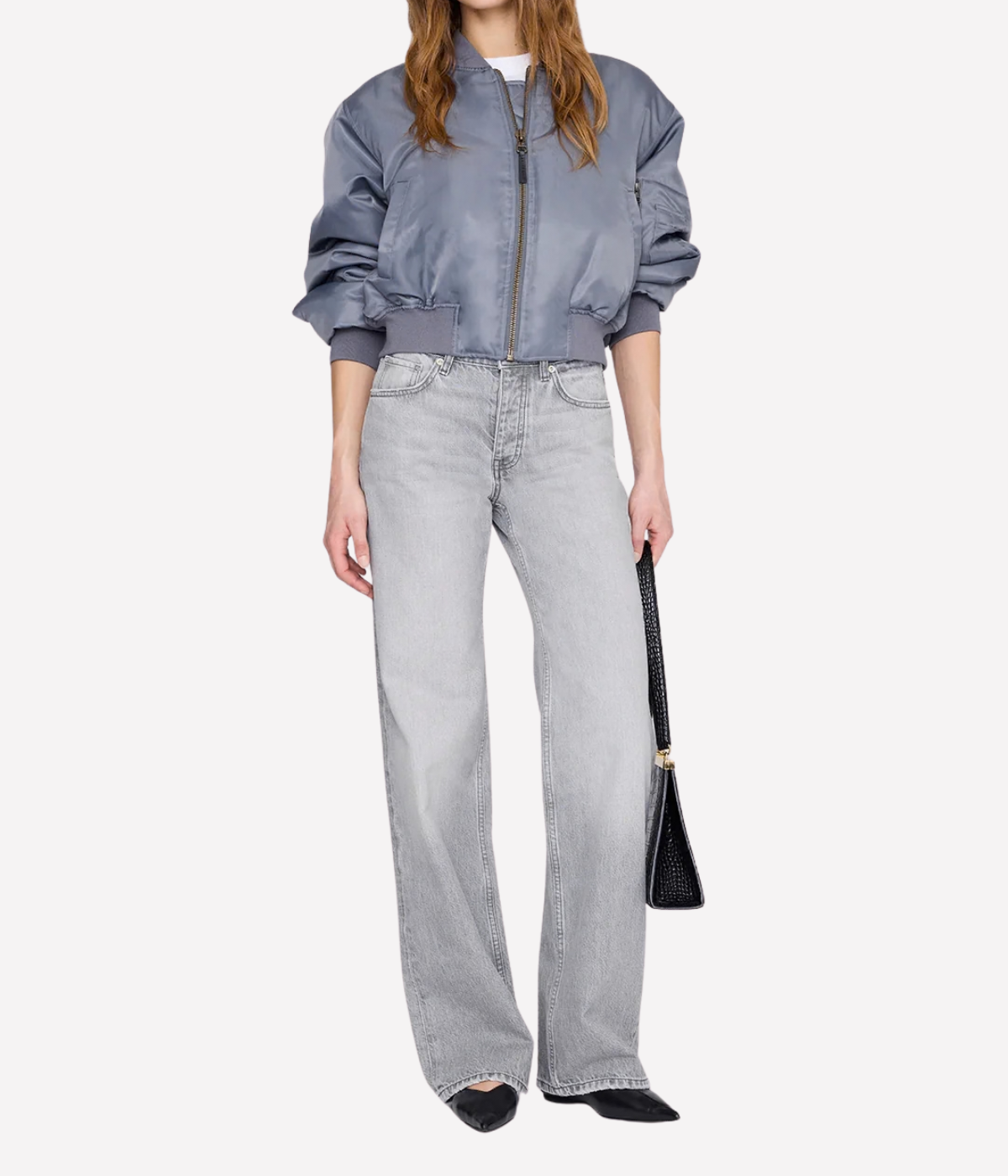 Cropped Leon Bomber in Dark Grey