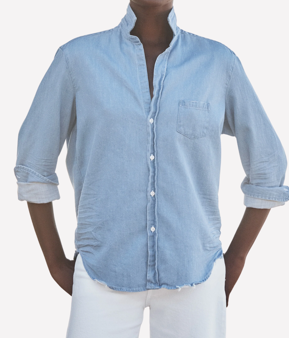 Eileen Relaxed Button Up Shirt in Classic Blue
