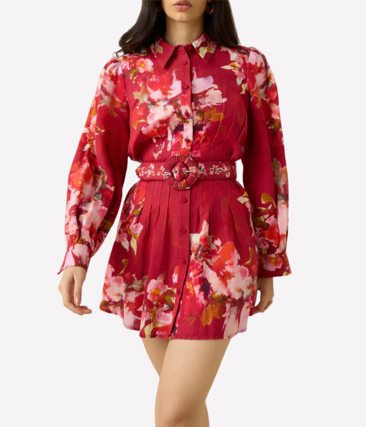 *FINAL SALE* Short Dress with Buckle in Burgundy Mix