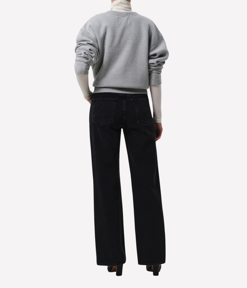 Citizens of Humanity Annina Jean in Raine worn on model, full length back view of high-rise straight leg denim jeans showing fit and pocket detailing