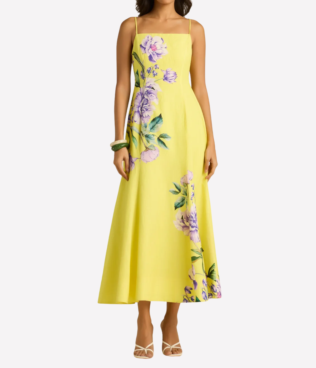 Paneled Midi Dress In Yellow