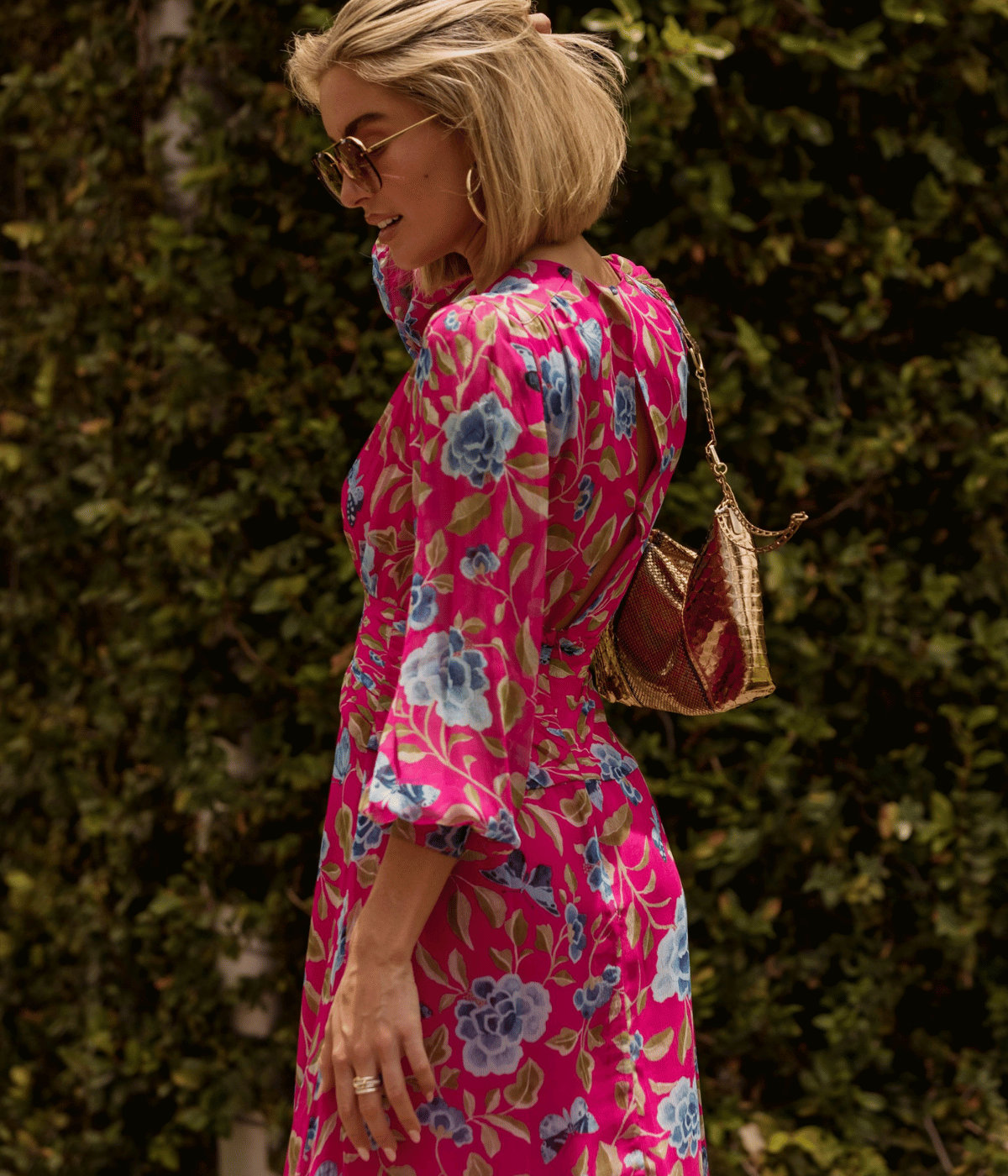 Meera Dress in Butterfly Floral Magenta