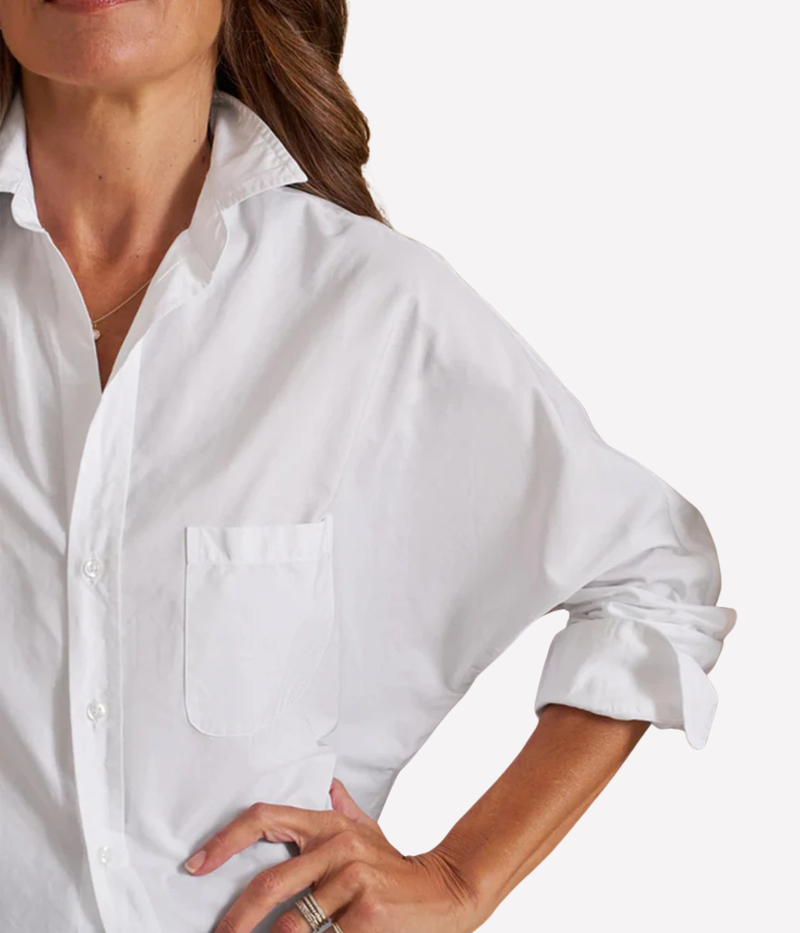 Oona Woven Button Up in White SuperLuxe