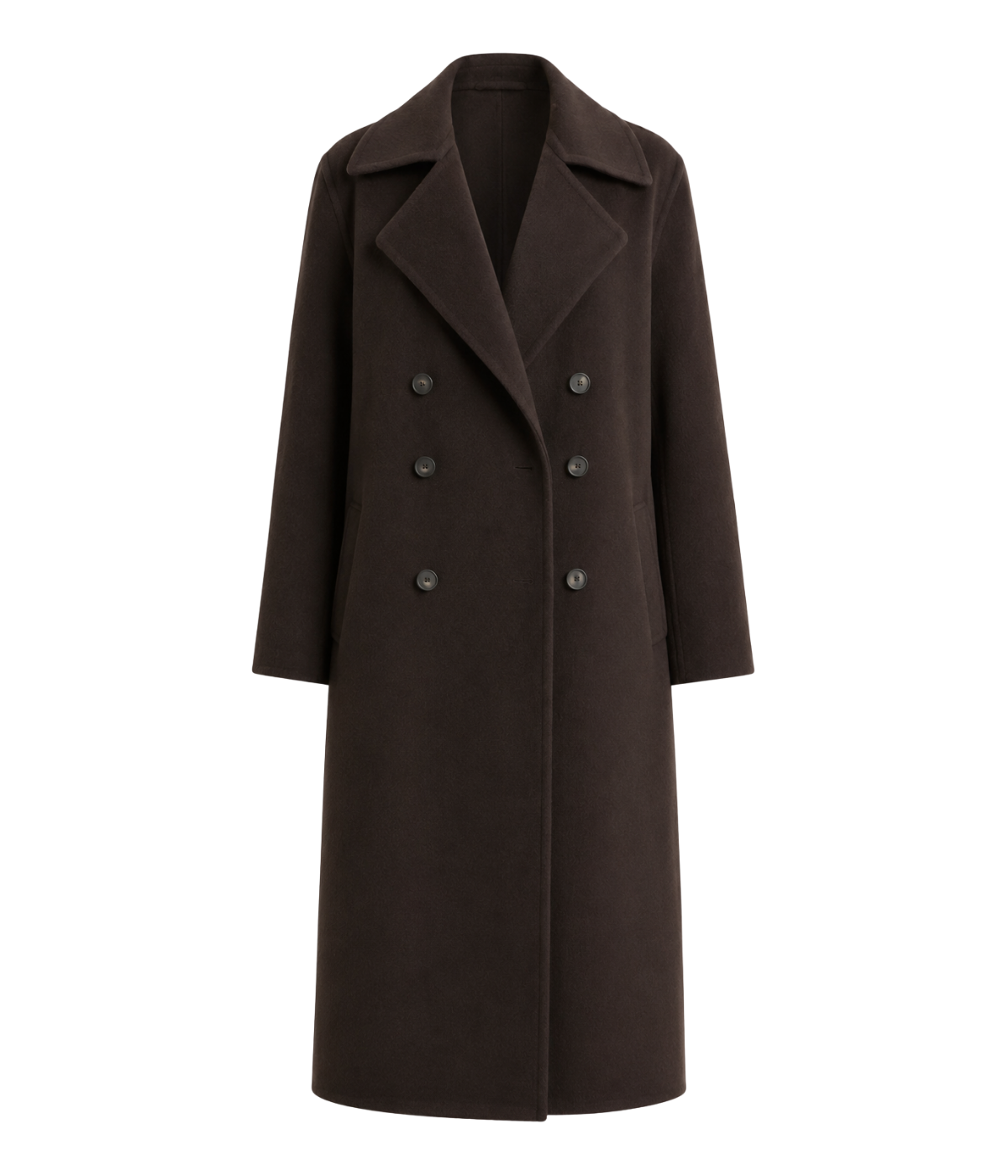 Double Breasted Long Coat in Deep Espresso