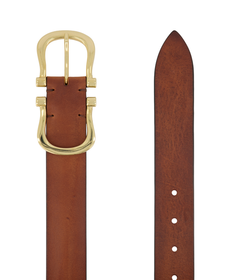 Gold Nicky X Belt in Tan