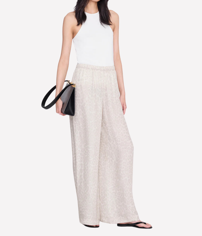 Roslyn Pant In Washed White Leopard
