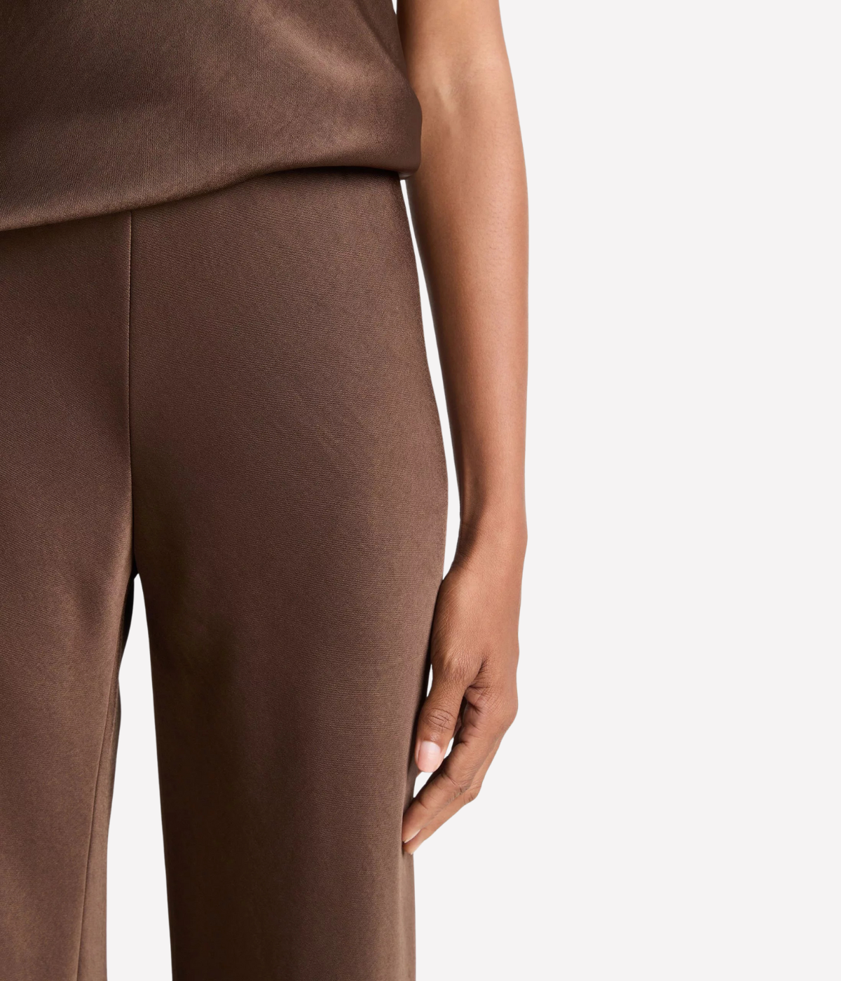 High Waist Fluid Satin Bias Pant in Espresso