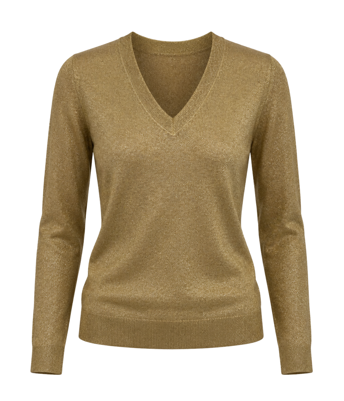 V Neck Distressed Pullover in Sughero Lamination
