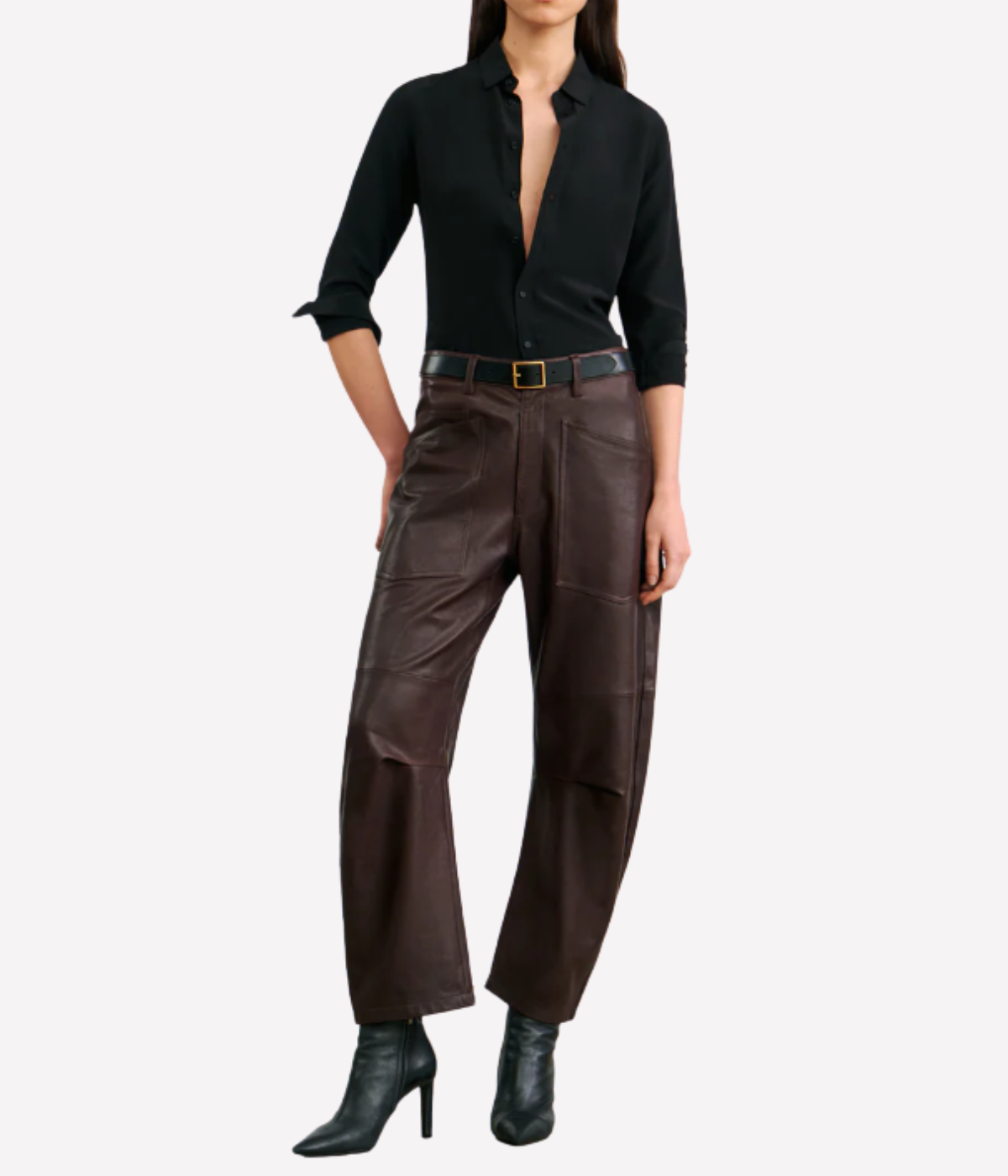 Shon Leather Pant in Dark Brown