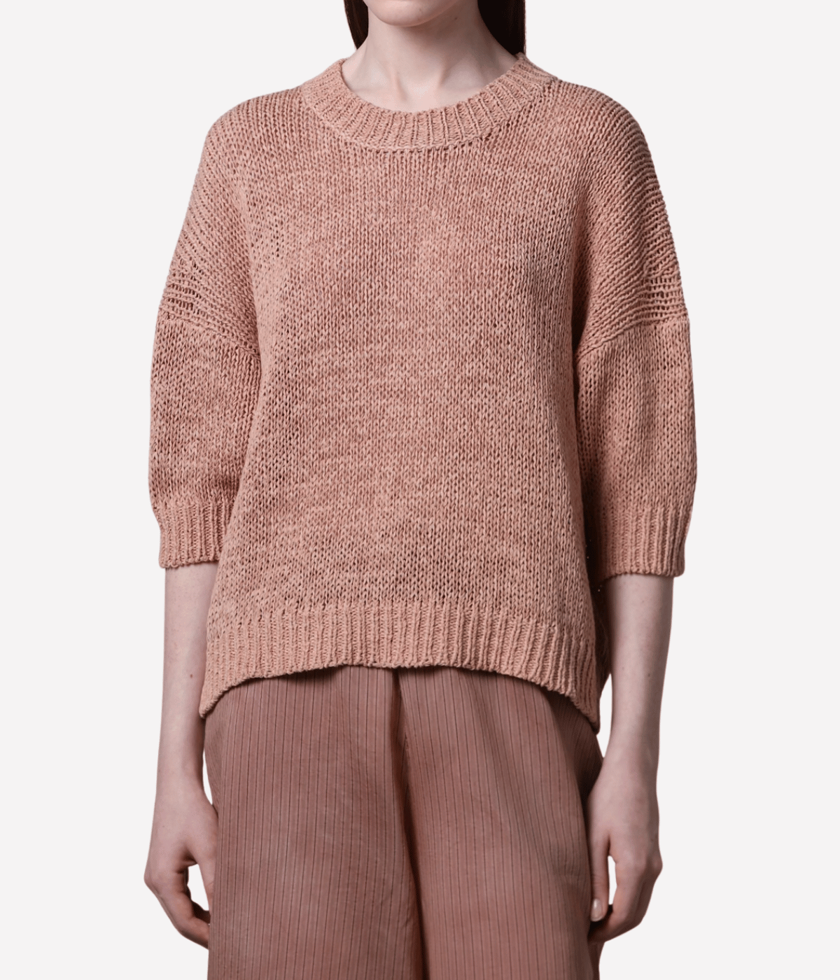 Knit Ss Roundneck In Nude