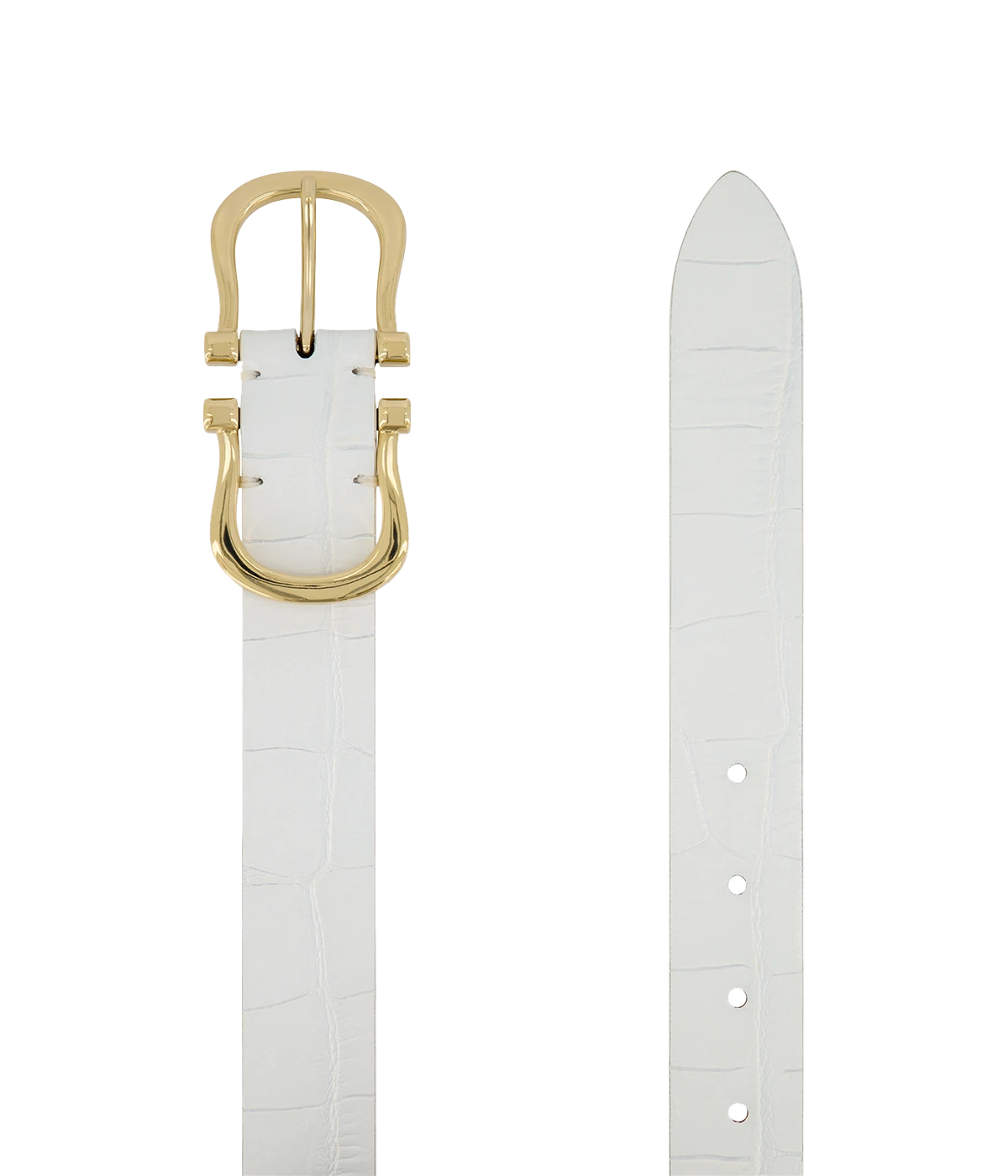 Baby Gold Nicky X Belt in White Crocco