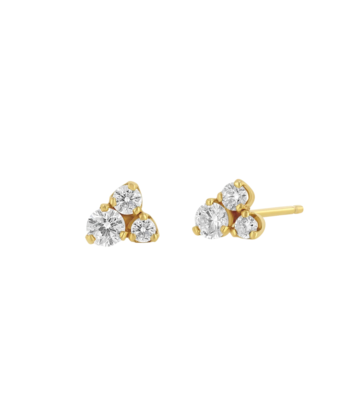 3 Mix Diamond Trio Studs in 14k Yellow Gold