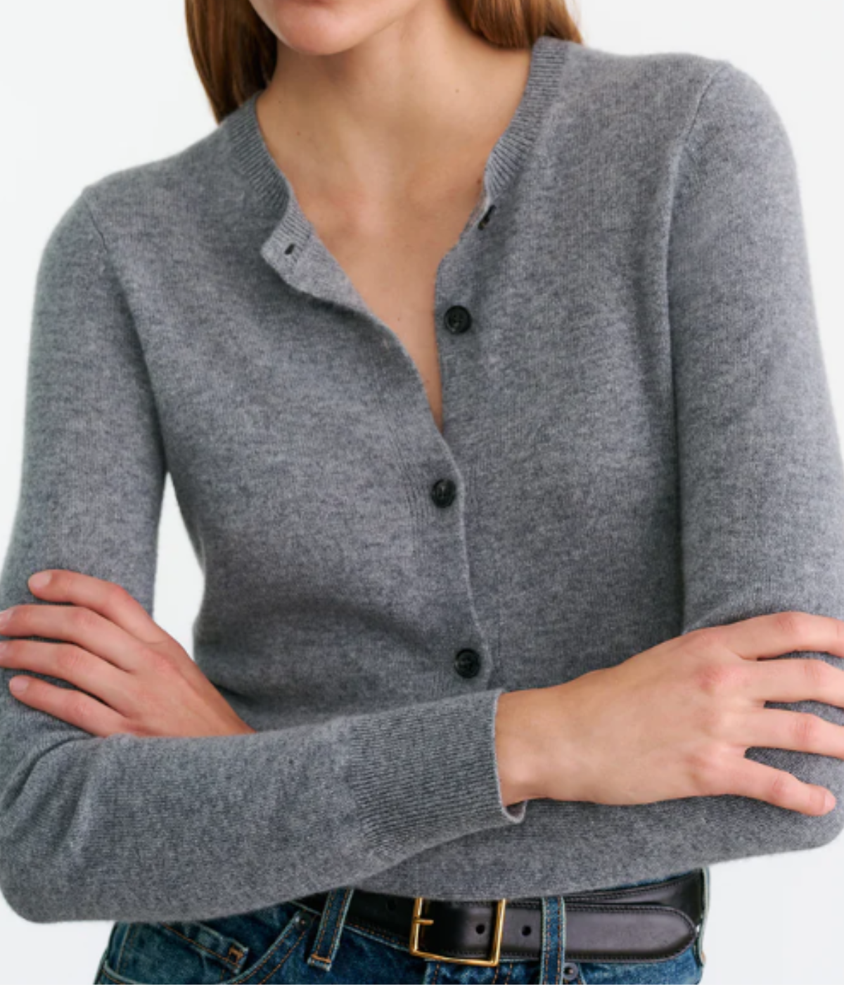 March Cardigan in Medium Grey Melange