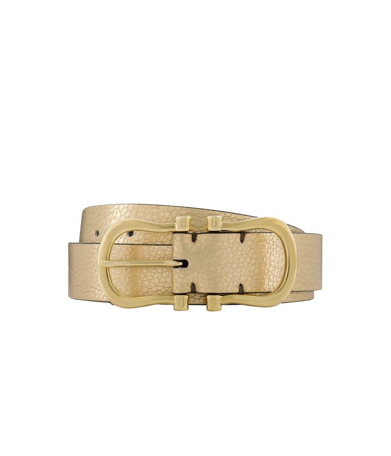 Baby Gold Nicky X Belt in Gold Pebble