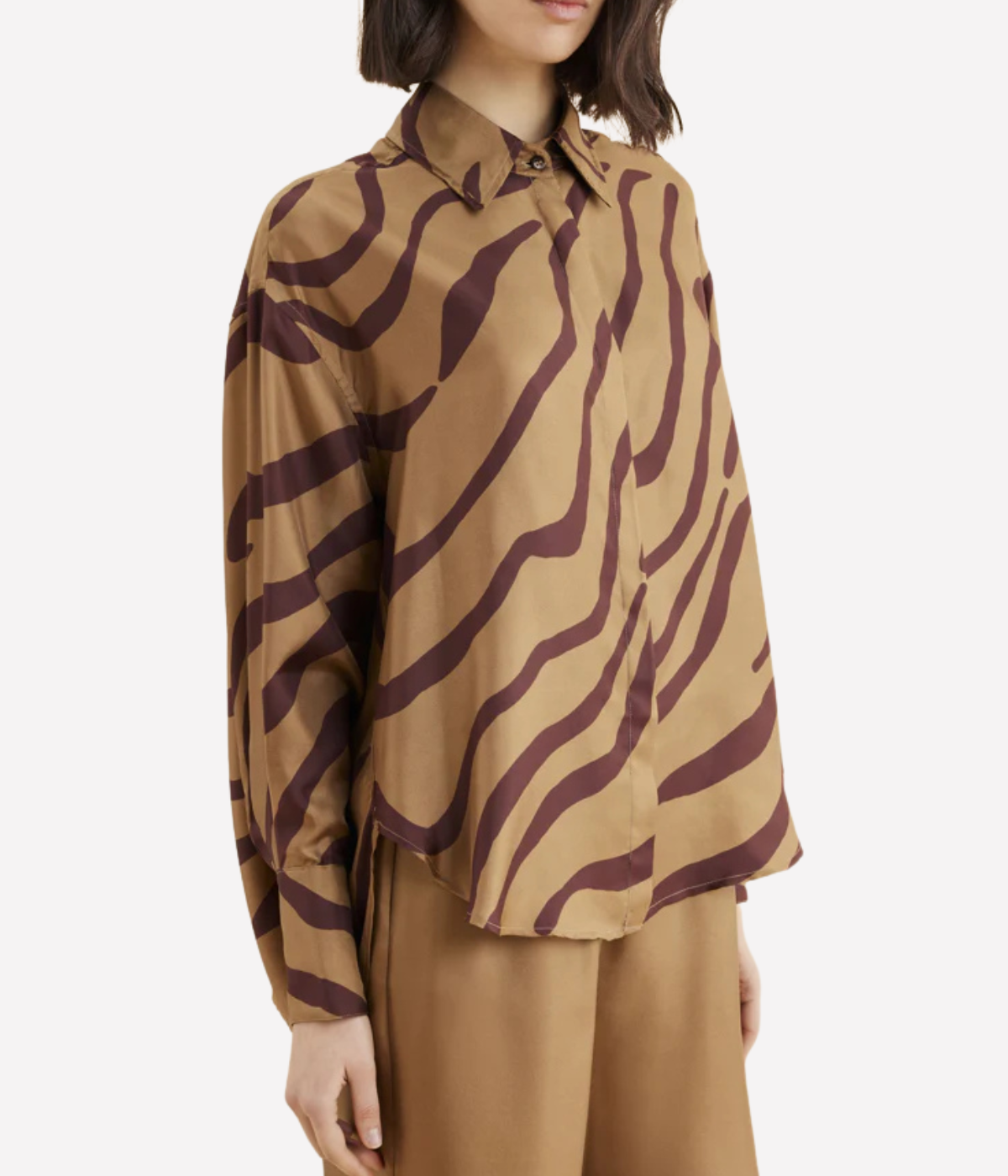 Bahia Shirt in Zebra Beige Bordeaux