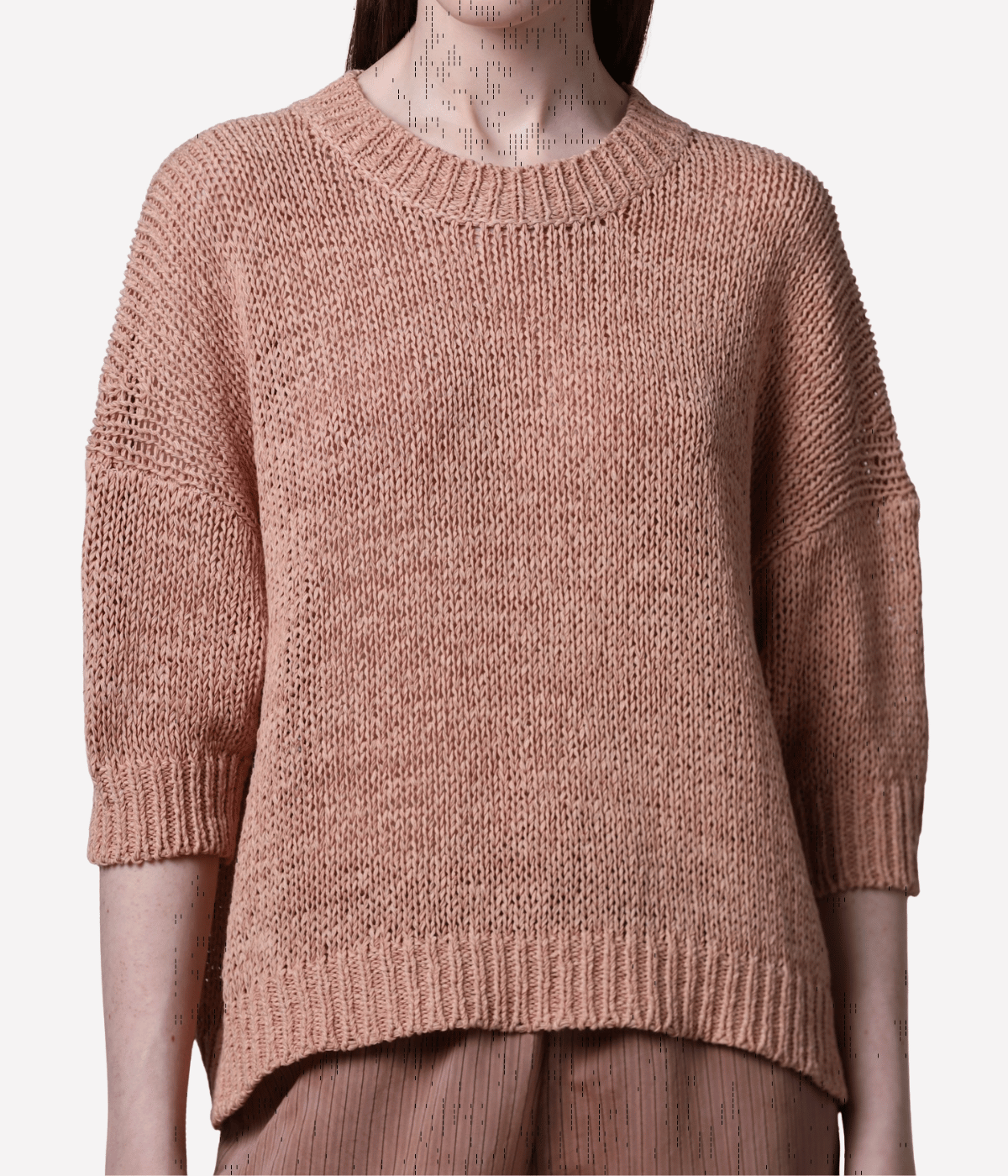 Knit Ss Roundneck In Nude