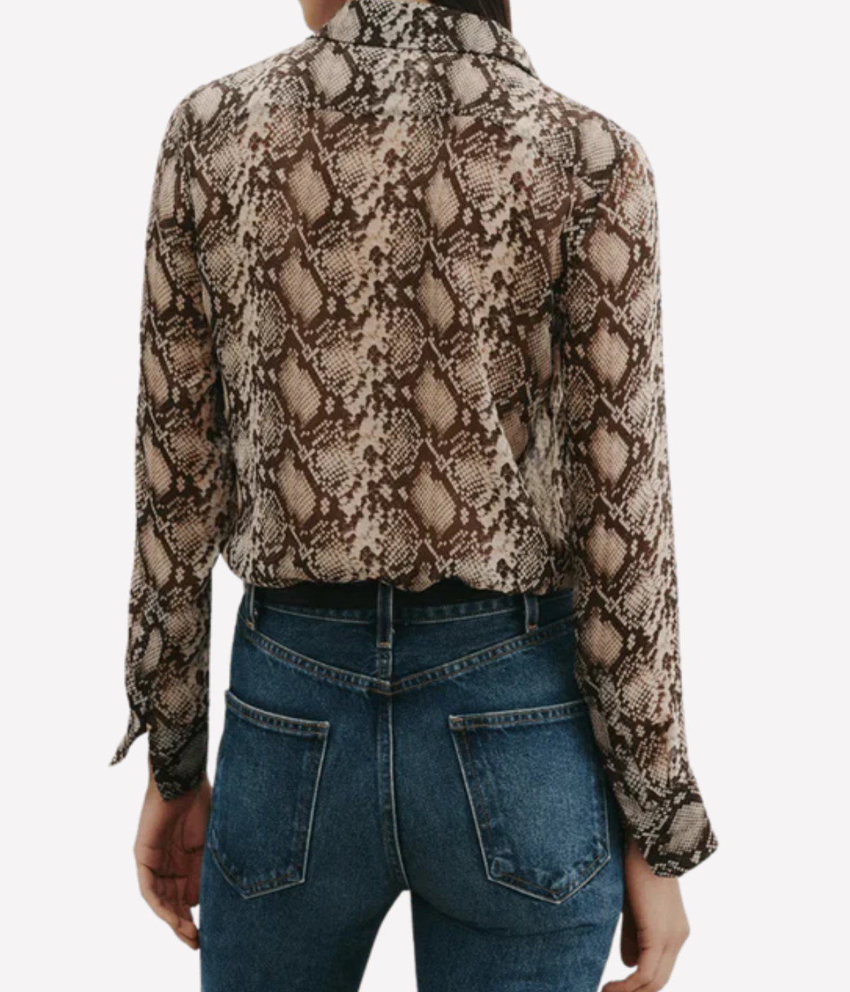 Gaia Slim Shirt in Stone Brown Snake Print