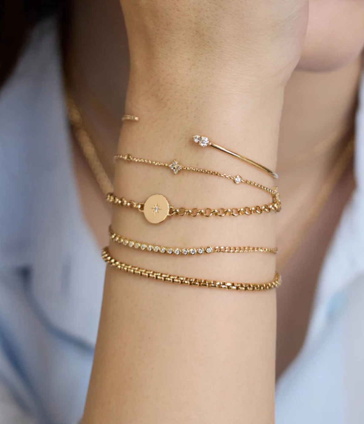 Quad Diamond Bracelet in 14k Yellow Gold