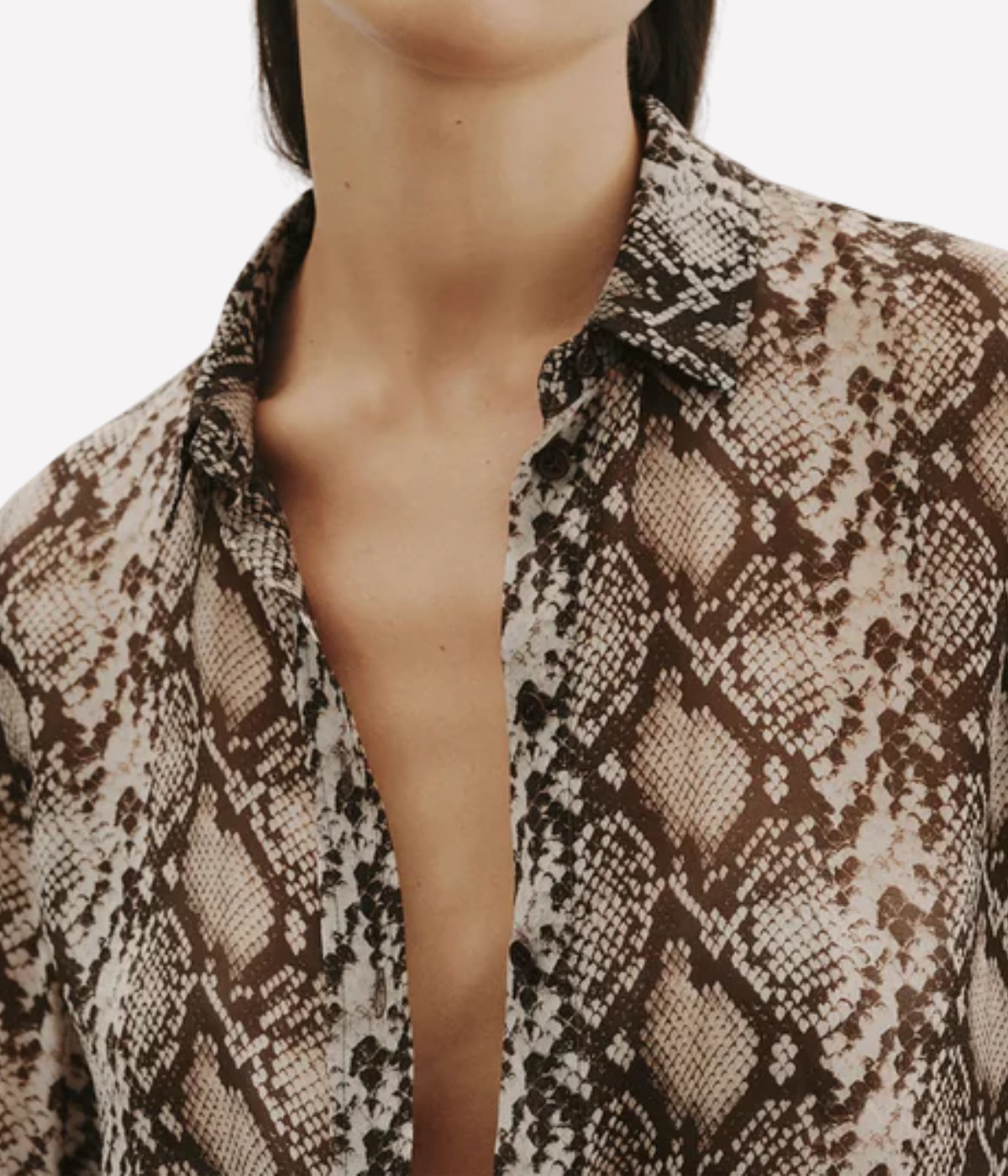 Gaia Slim Shirt in Stone Brown Snake Print