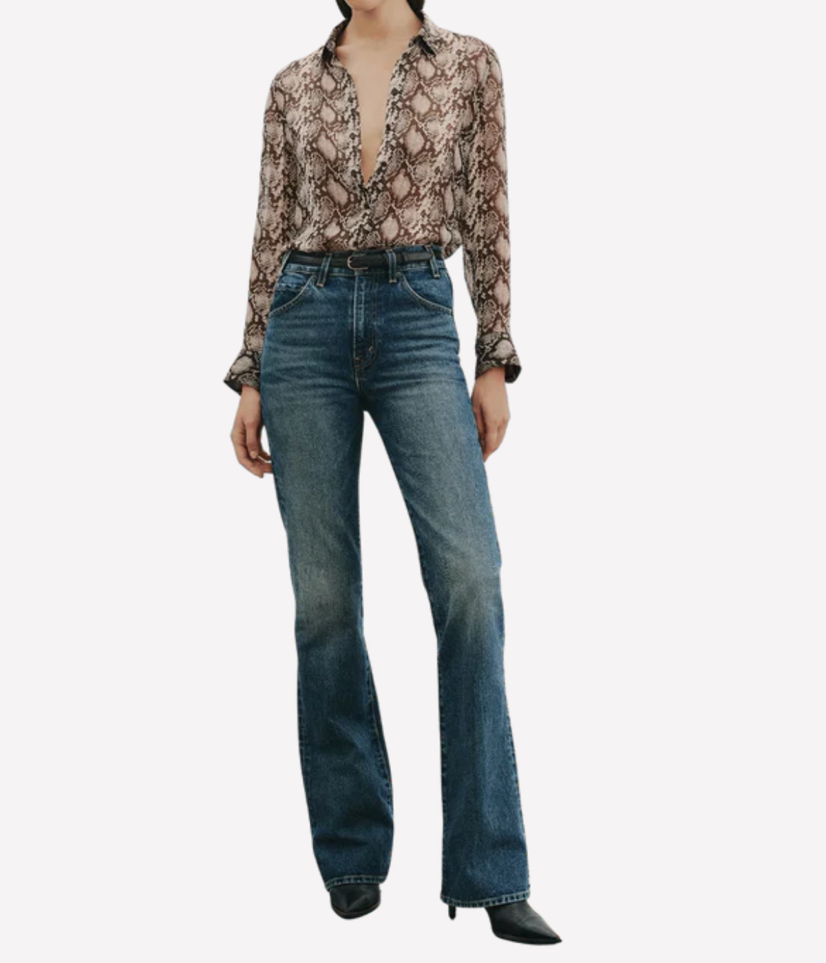 Gaia Slim Shirt in Stone Brown Snake Print