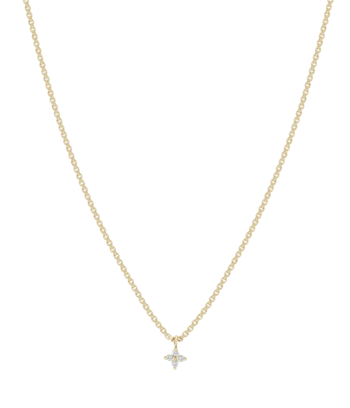 Quad Diamond Dangle Necklace in 14k Yellow Gold
