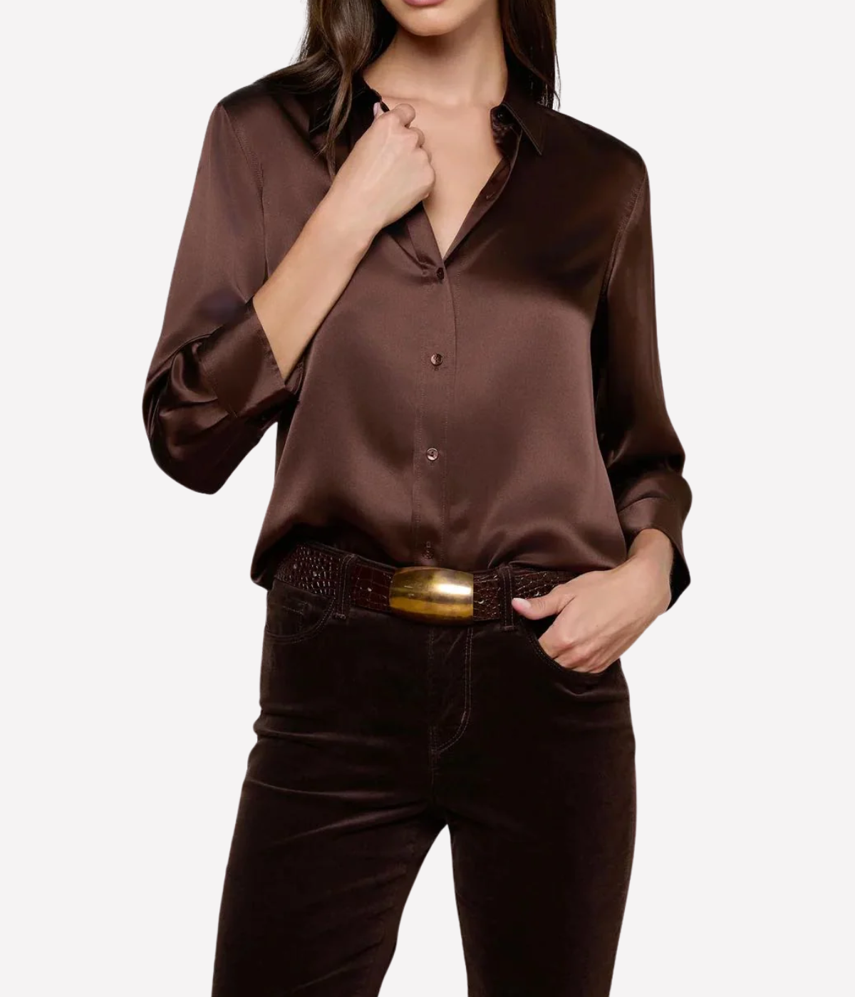 Dani 3/4 Sleeve Blouse in Coffee Bean