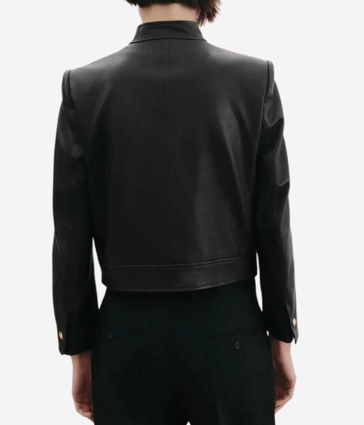 Hadley Leather Cropped Jacket in BLACK