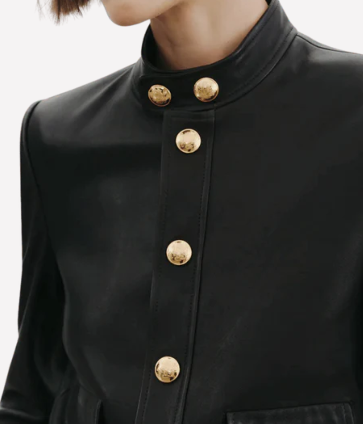 Hadley Leather Cropped Jacket in BLACK