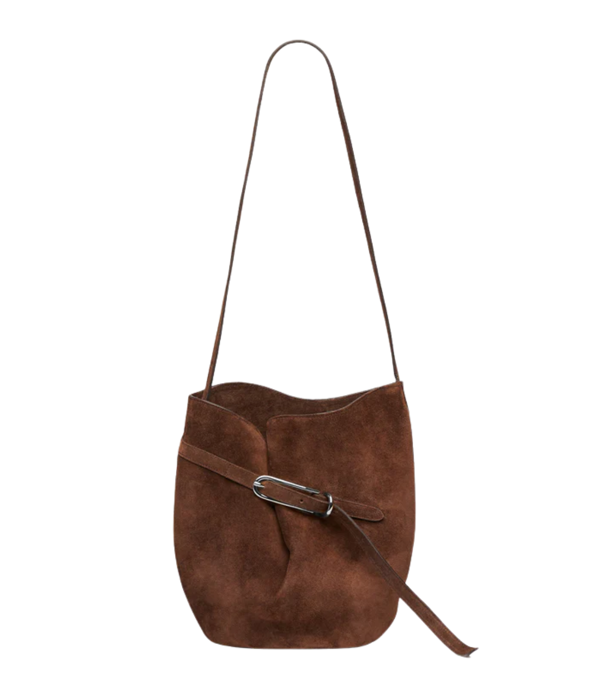 Small Belted Bucket Bag in dark brown