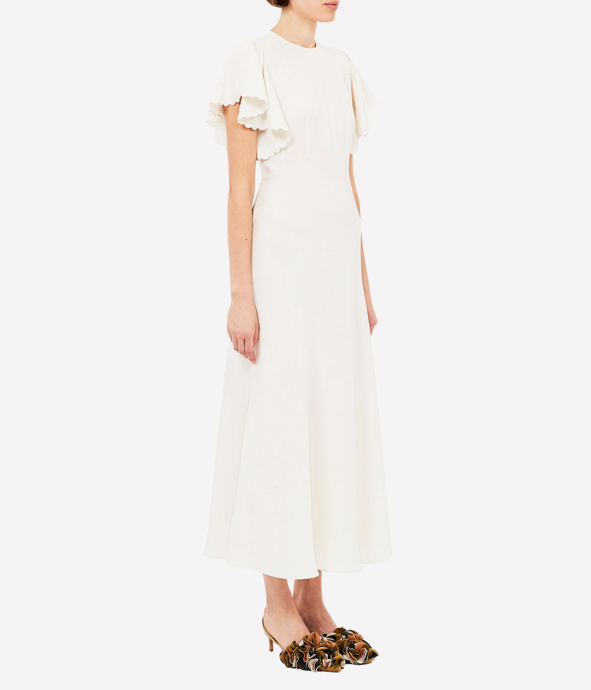 Blithe Flutter Sleeve Midi Dress in Pristine