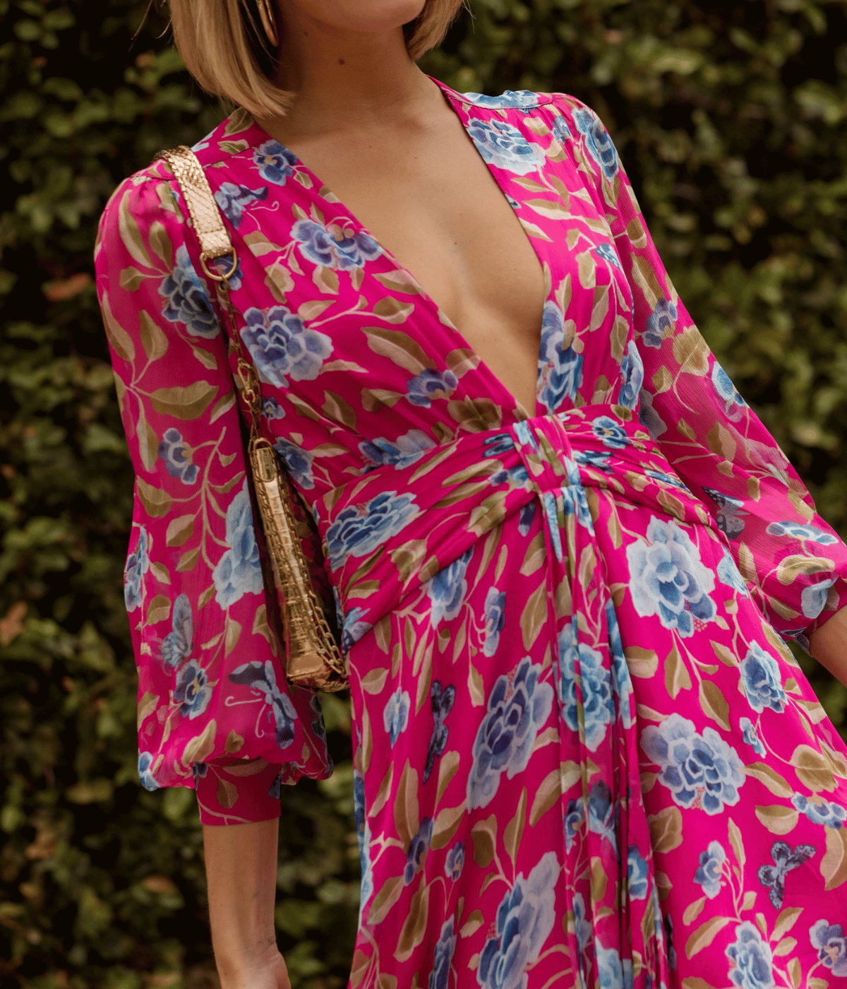 Meera Dress in Butterfly Floral Magenta