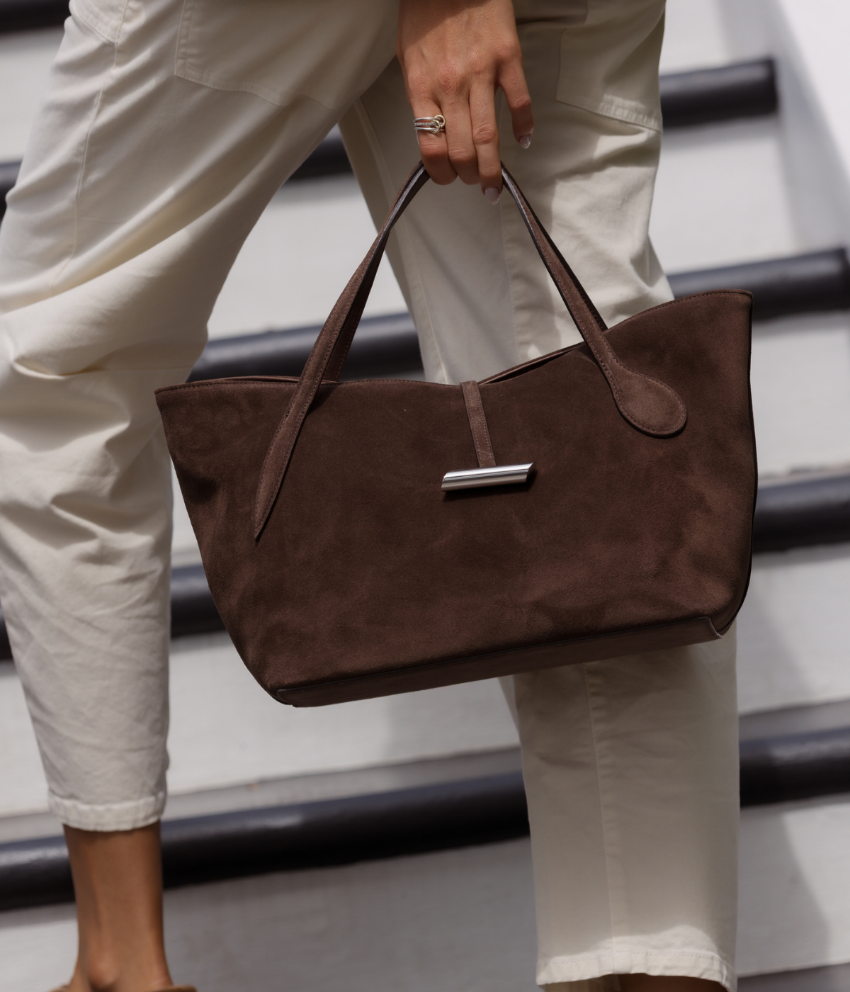 Petite Penne Tote in dark brown