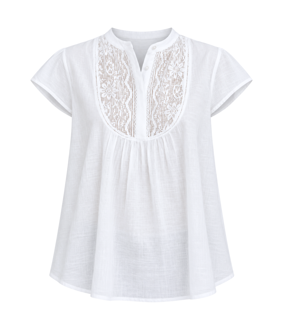 M.A.B.E Freya Short Sleeve Top in White – flat lay