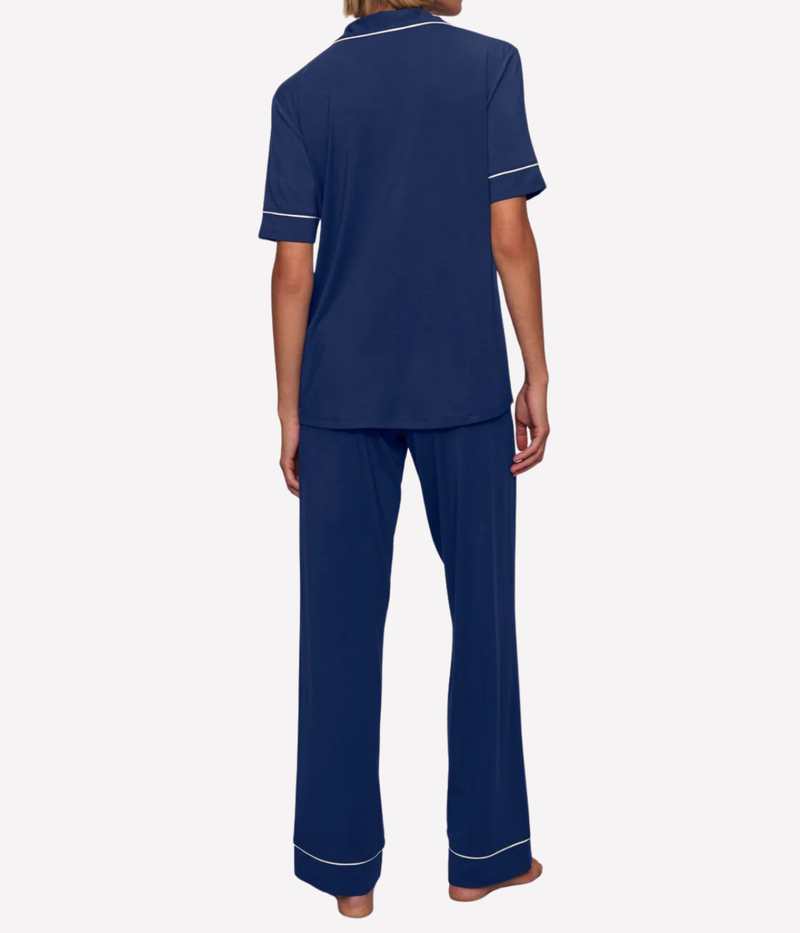 Gisele Short Sleeve Pant PJ Set In Navy Ivory