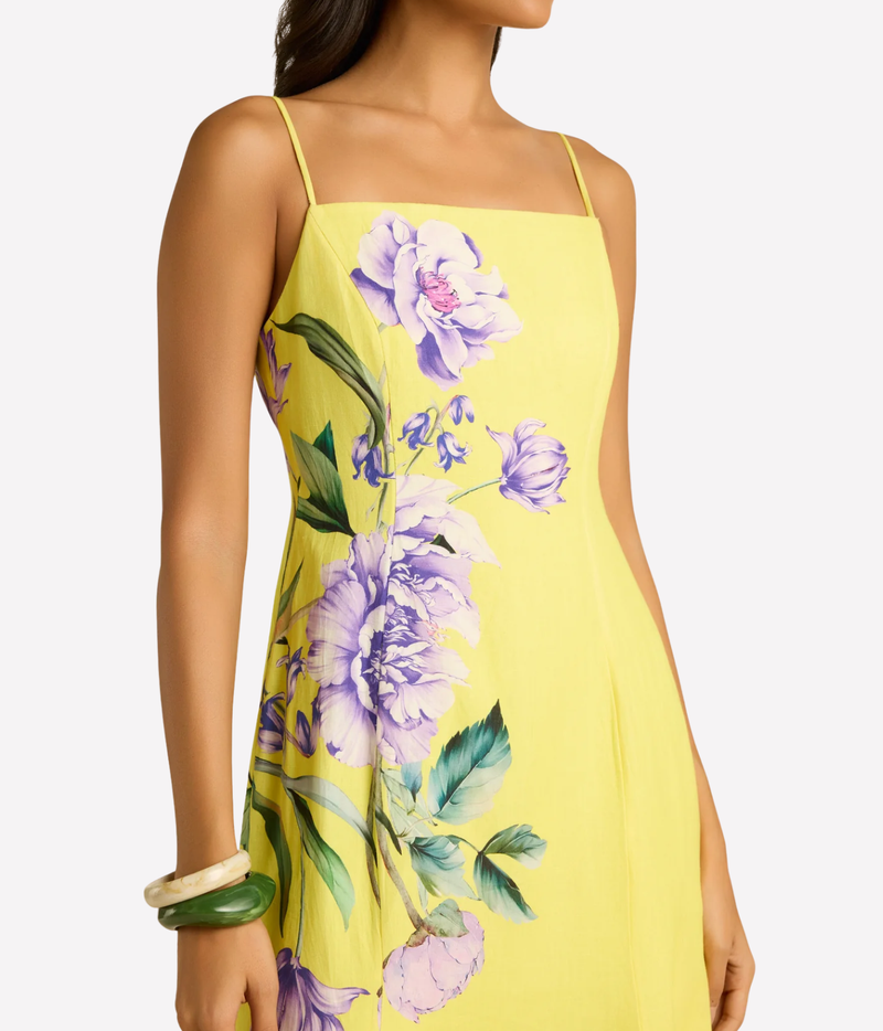 Paneled Midi Dress In Yellow