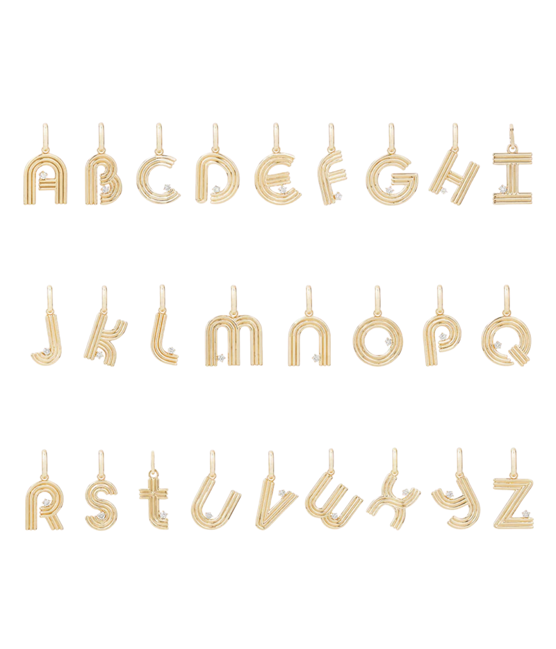 Groovy Diamond Initial A Charm in 14K