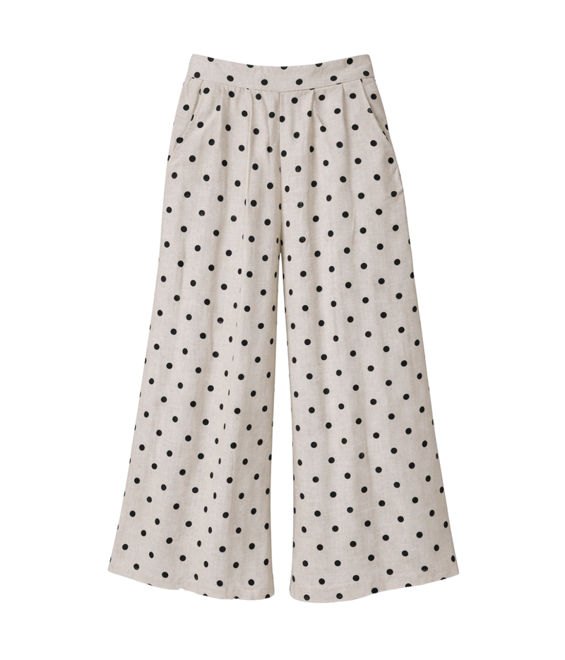 Sabi Linen Pants in Natural Black Polka Dot